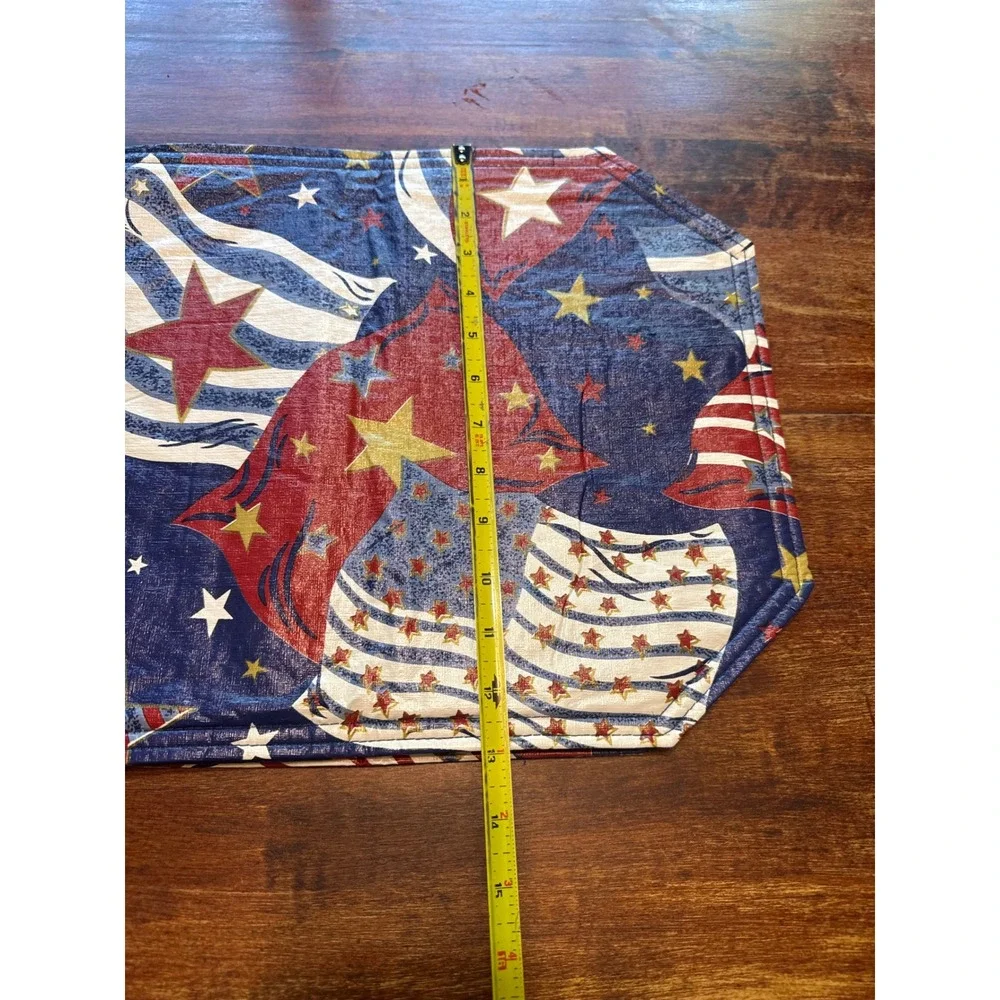 Set of 4 American Flag Patriotic Placemats Red White Blue Stars Americana Decor